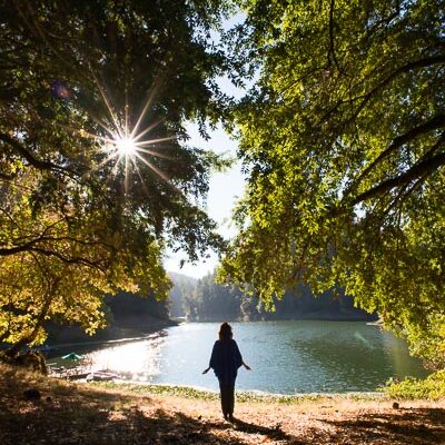 thoughtful by lake